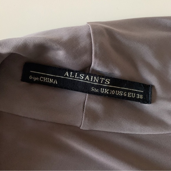 All Saints Amei Draped Front Dress 6 Grey - Picture 6 of 9